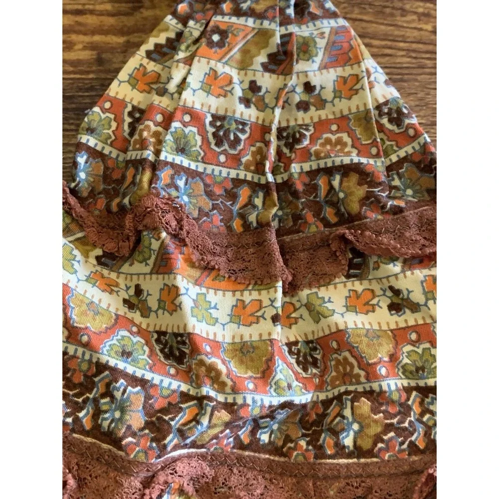 Vintage 1960 70s 's Barbie CLONE Fashion Doll DRESS Brown Orange Hippie  Gown